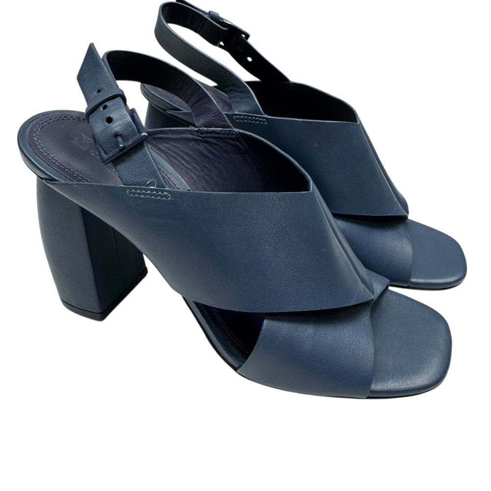 Mercedes Castillo Blue Slingback Hae High Chunky Heels Size 8.5